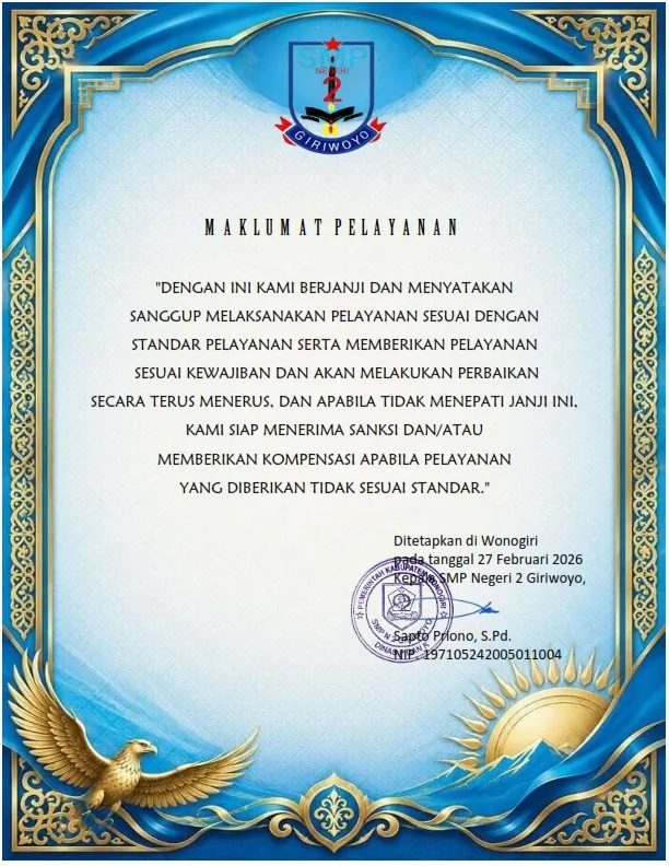 Maklumat Pelayanan SMP Negeri 2 Giriwoyo
